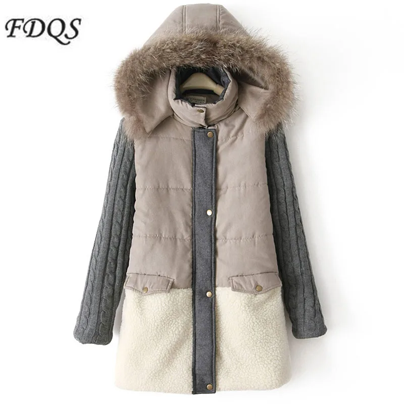 

2015 Winter Coat For Women Long Woman Down Parkas Coat Fashion Slim Casual Coat Warm Knited Patchwork Plus Size Casaco Feminino