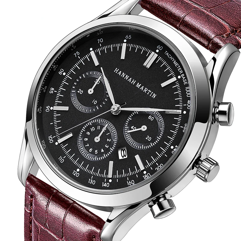 

Men's Calendar Multifunctional Tri-fold Decorative Leather Quartz Watch 2018 New Moment Sport Wrist Clock Top Brand Luxury 64 Z