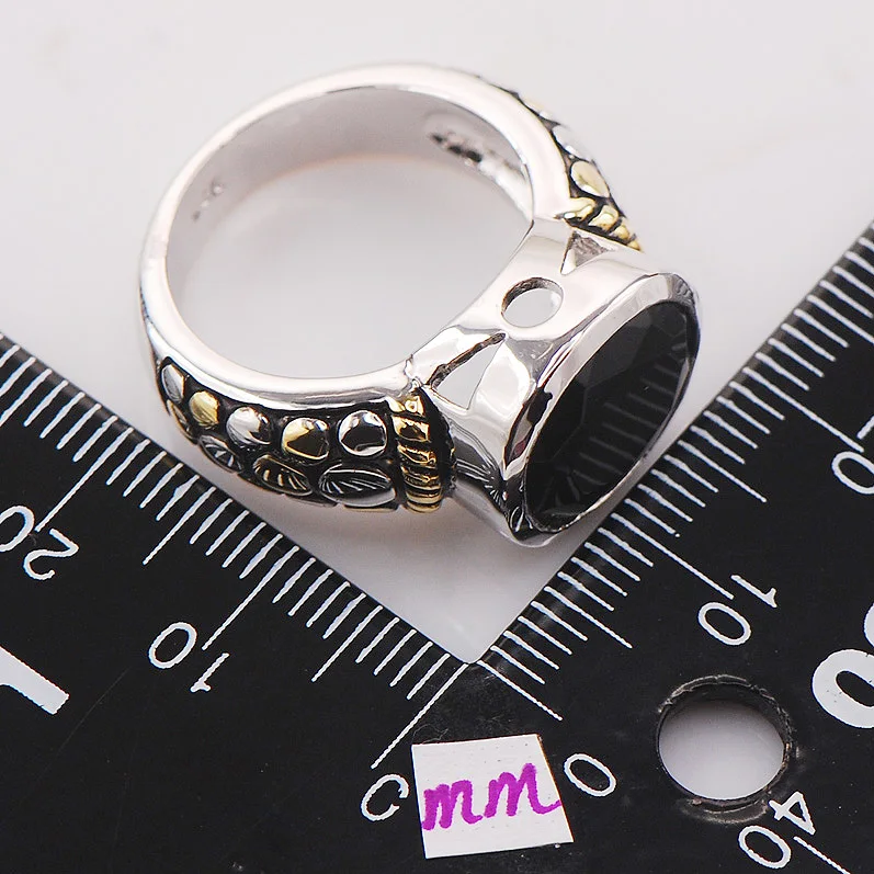 Женское кольцо из серебра 925 пробы с ониксом|ring|ring picturering stick |