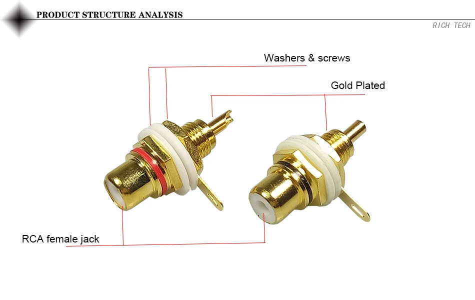 8 шт. Позолоченный разъем RCA связывающий пост RCA адаптер Панель Крепление Шасси аудио разъем перегородка с гайкой припоя чашки терминал