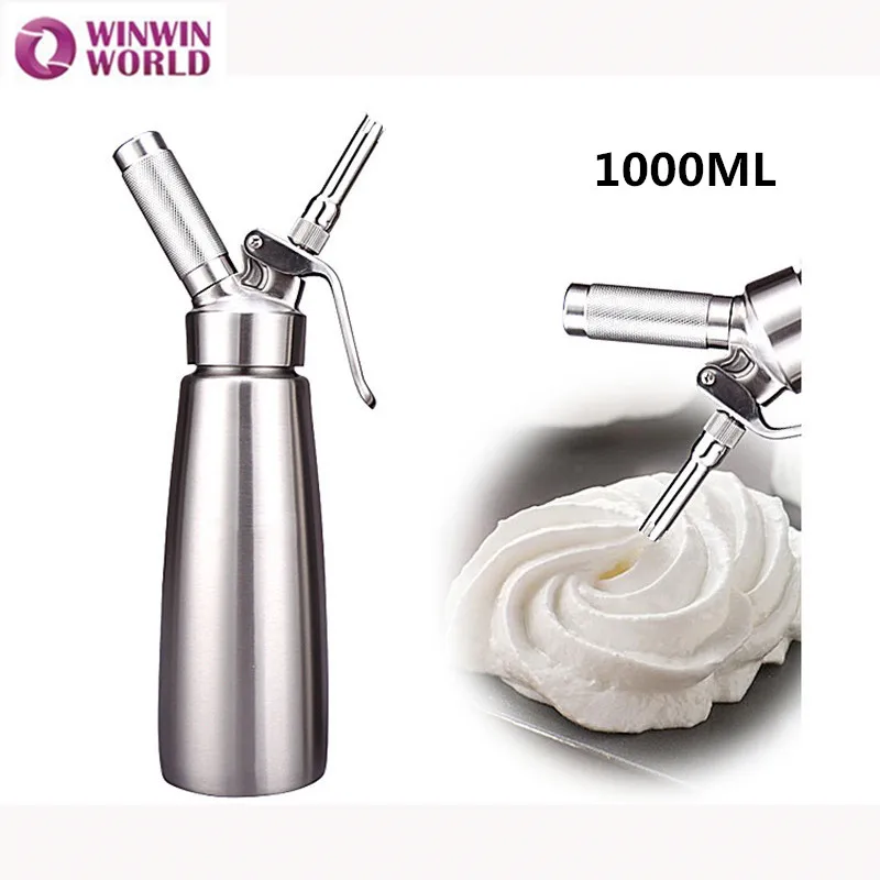 1000ML Stainless Steel n2o Cream Whipper Metal Whipped Cream Dispenser Dessert Tools With 3 Decorating Nozzles