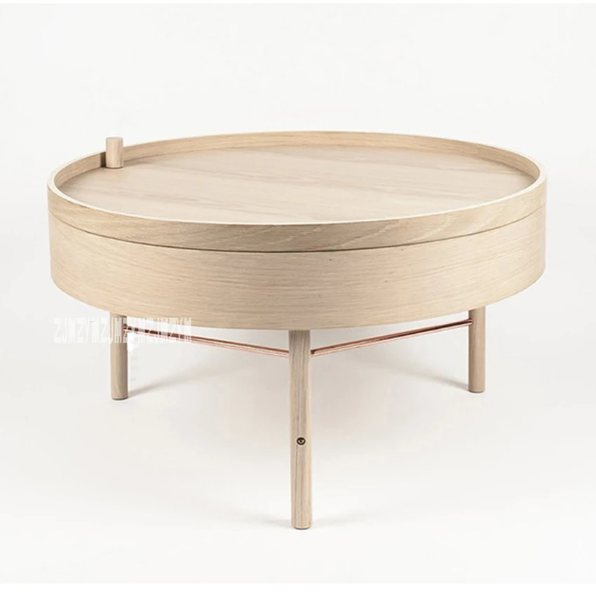 Us 204 75 9 Off Natural Solid Wood Healthy Handmade Multi Function Storage Rotating Coffee Table Modern Simple White Oak Tea Tray In Café