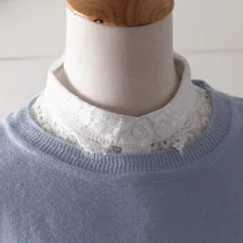 Взрослый женский накладной воротник половина рубашки аксессуары для свитера Леди полые Кружева съемный ложный воротник хлопок куртка с лацканами Топы