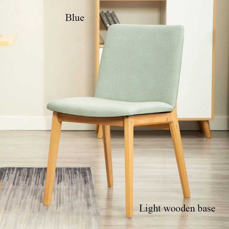 Nordic Home Furniture Minimalist Bedroom Study Chair Solid Wood Back Office Restaurant Meeting Coffee Hotel Dining Modern Chairs - Цвет: Wooden base Blue