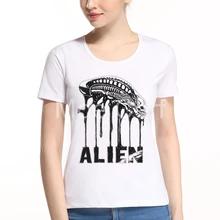 Fashion Punk Alien Print T Shirt 2017 Fashion Summer Kawaii Women Short Sleeve Tops Tees Hipster Cool Female T Shirt L10-J-6