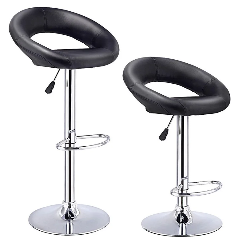 Us 92 65 47 Off Set Of 2 Adjustable Swivel Bar Stools Pub Chairs Modern Pu Metal Bar Stools Chair For Home Hw53839 In Bar Chairs From Furniture On