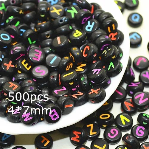 

4*7mm square black multicolor alphabet letter Acrylic Spacer Beads free shipping