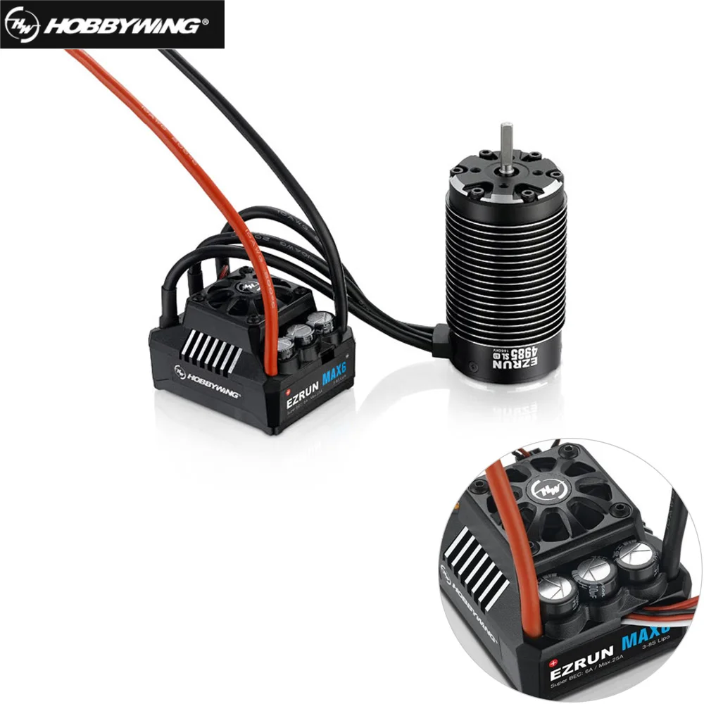 

HobbyWing EZRUN-SL 4985 1650KV /5687SL 1100KV Sensorless Brushless 4-pole Motor with MAX6 160A ESC waterproof for 1/6 1/7 RC car