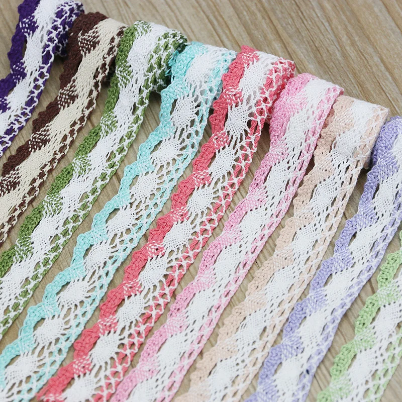 

(2 meters/roll) 25mm colorful Cotton Embroidered Lace Net Ribbon Fabric Trim DIY Sewing Handmade Craft Materials