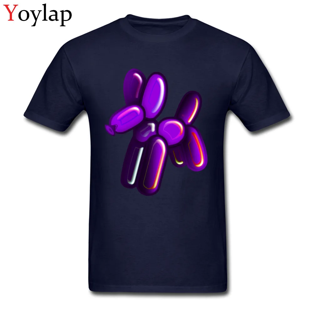 T-Shirt Casual Short Sleeve Newest O-Neck Cotton Fabric Tops Shirt Summer Summer Balloon Animal - Dog (purple) Clothing Shirt for Men navy