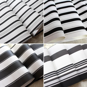 

Modern White and Black Vertical Stripe Wallpaper Roll for Living Room Background Wall paper Rolls Wallcoverings