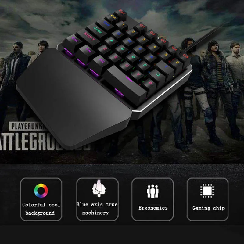 Singlehanded Wired Gaming Keyboard LED Backlight 35 Keys Keypad for Dota OW PUBG Game QJY99 Singlehanded Wired Gaming Keyboard LED Backlight 35 Keys Keypad for Dota OW PUBG Game QJY99