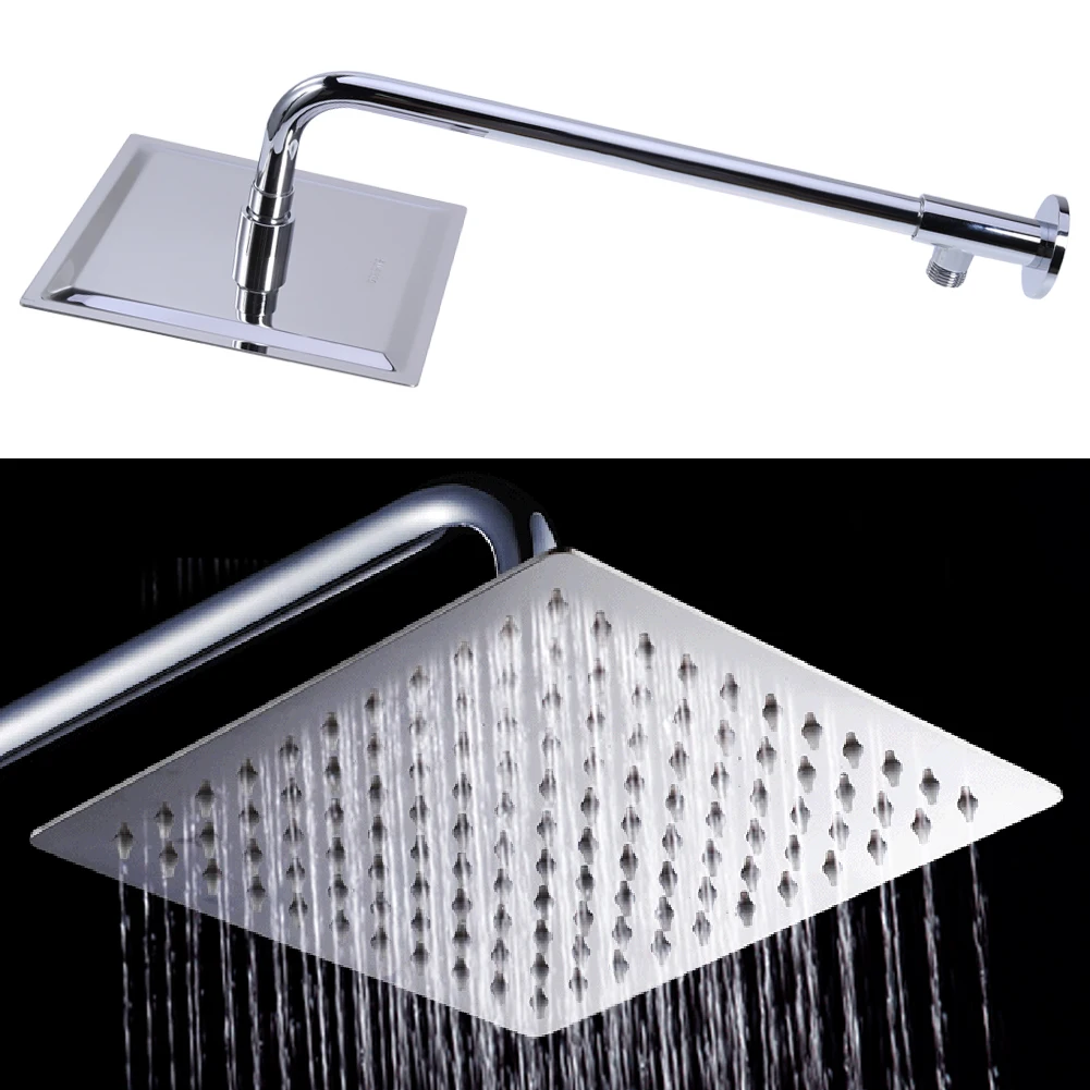 

High Quality New 8 inch Stainless Steel Square Shower Head Rainfall Shower Head Bathroom shower head with Extension Arm