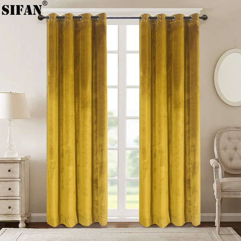 Baratos Cortina de terciopelo de alto sombreado para dormitorio sala de estar aislante ventanas de estilo moderno cortina de decoración del hogar por encargo