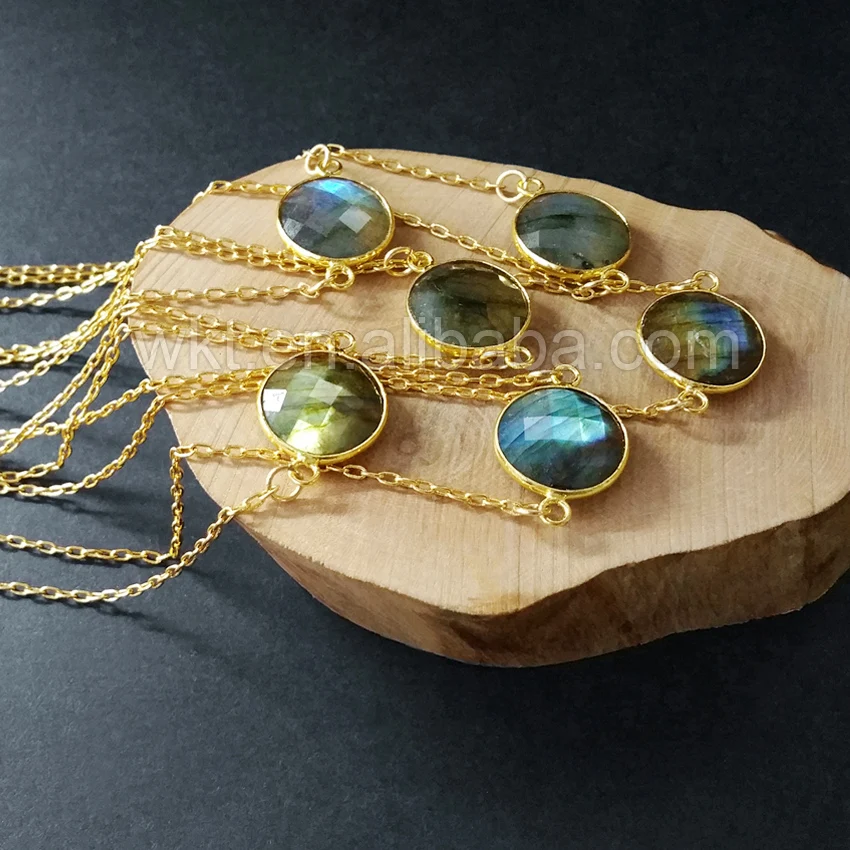 Ожерелье с цепочкой из Лабрадорита 10 шт. Круглые граненые WT N754|necklace jewelry|jewelry