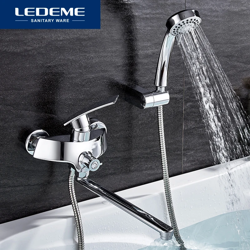 LEDEME Смеситель для ванны с длинным изливом 300 мм. латунь Цвет: хром L2270