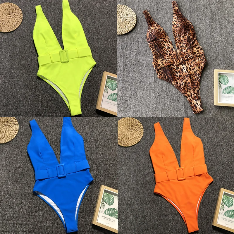 

2019 Maillot De Bain Femme One Piece Sexy Pure Color Waistband One Piece Swimsuit Bathing Suit Swimwear Women Monokini Summer