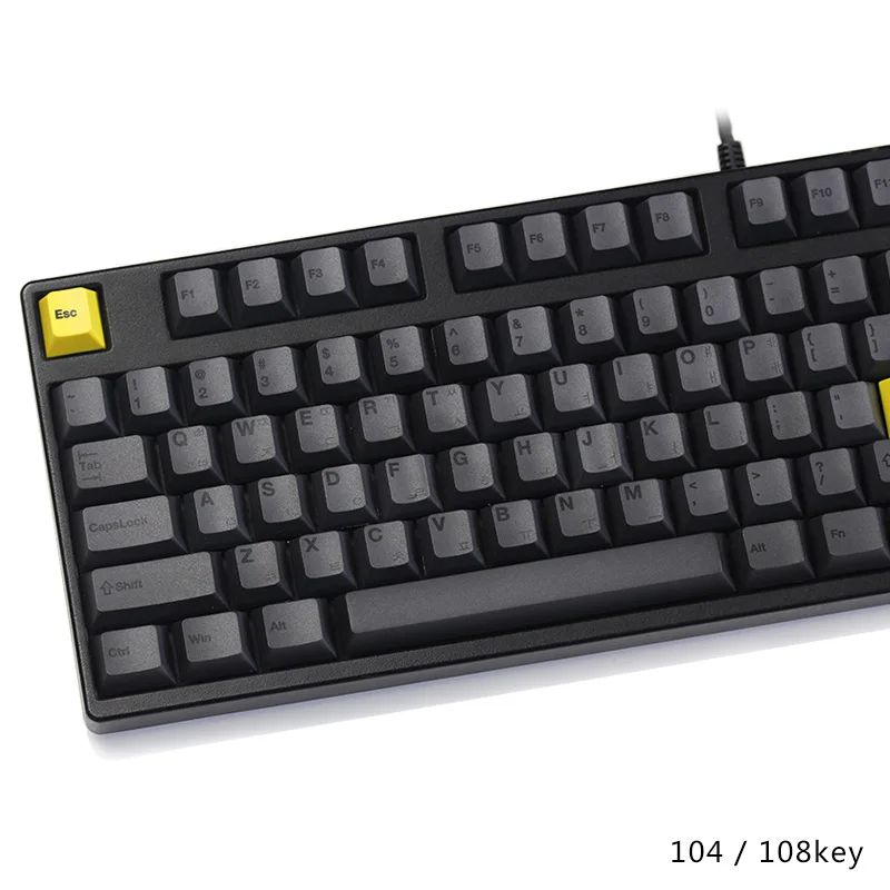 Корея, ПБТ keycap толстые pbt dye sub keycaps желтые клавиши esc enter 108 клавиши для механической клавиатуры