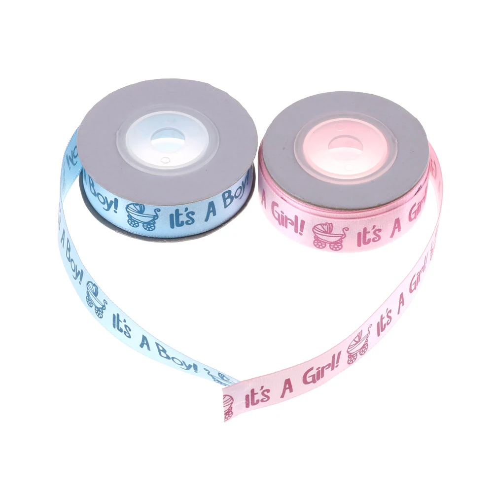 10Yard It is a Boy Girl Printed Ribbon Baby Shower Christening Satin Gift Packing DIY Crafts Christmas Ribbons|Ленты| |