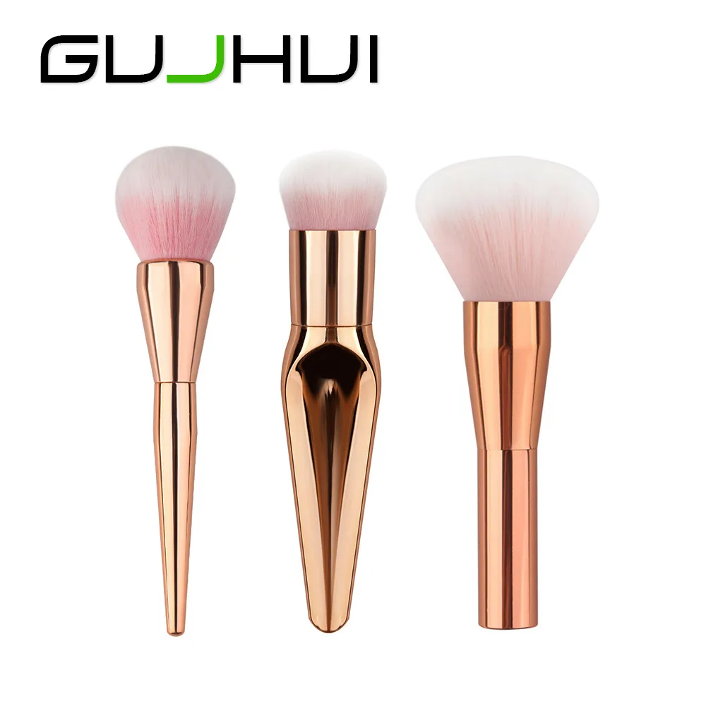 

3PCS Make Up Foundation Eyebrow Eyeliner Blush Cosmetic Concealer Brush Rose Gold brochas para maquillaje Nylon Hair Kit Tool