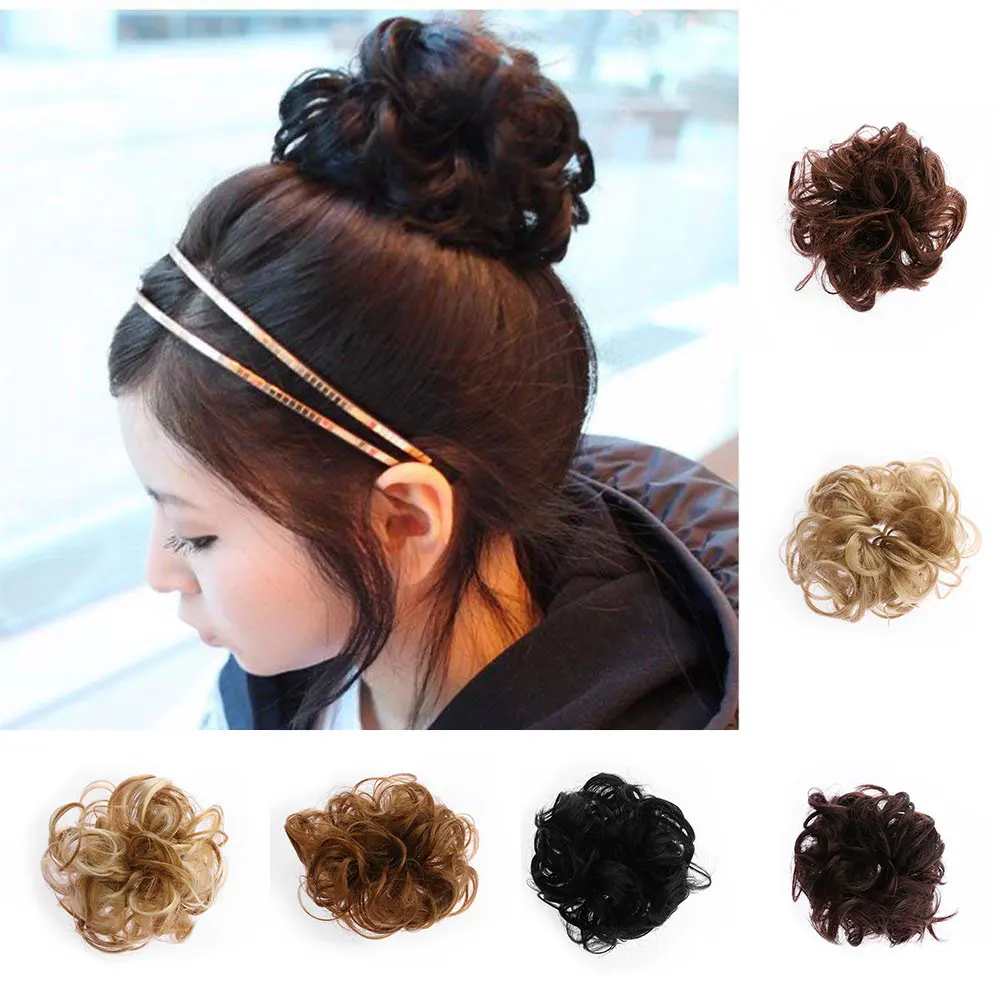 

New Natural Curly Messy Bun Maker Hair Piece Scrunchie Kids Girls Wig Hair Ring Fashion Headband