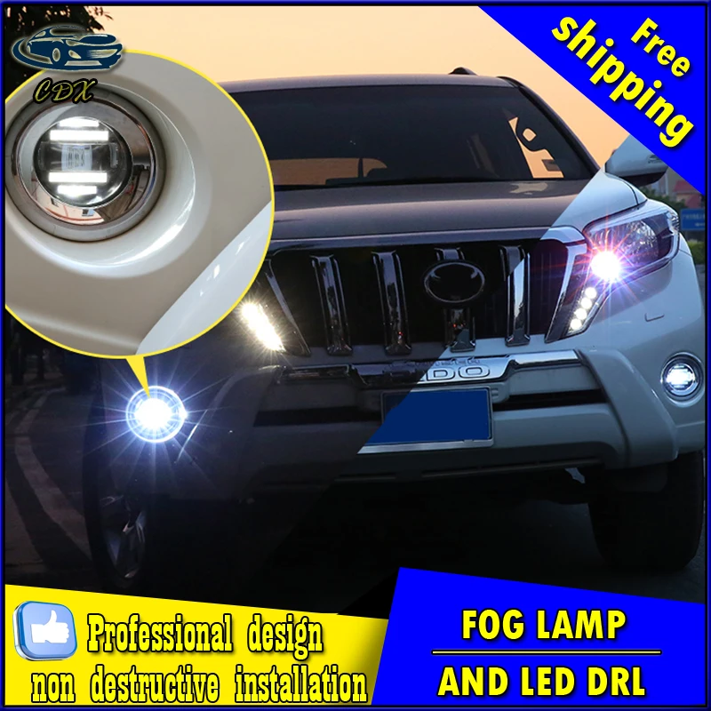 

Car-styling LED Fog Light DRL For Toyota Prado 2010-2017 LED Fog Lamp With Lens And LED Day Time Running Ligh DRL Accessories