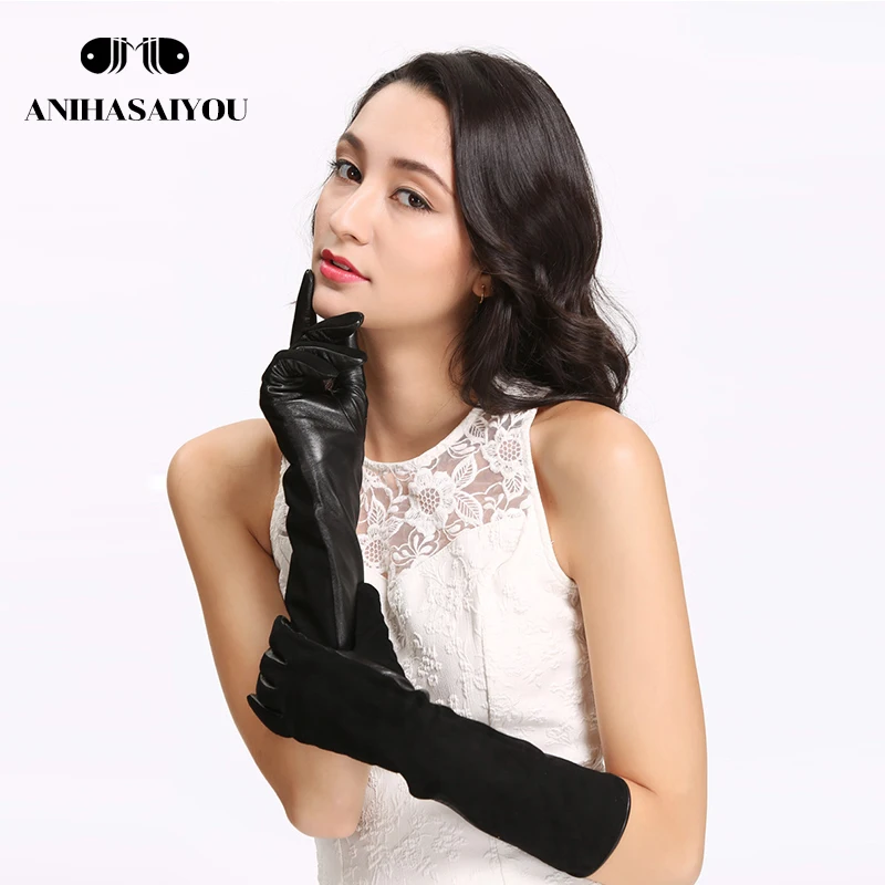 2018 New winter products Leather gloves Warm lined leather gloves women Fashion Style Black leather gloves long goat skin 2018 New winter products Leather gloves Warm lined leather gloves women Fashion Style Black leather gloves long goat skin