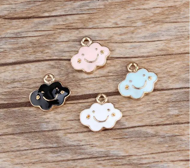 

4PC/pack multicolor cute cloud drops of oil charms lovely smile cloud DIY accessories necklace bracelet DIY jewelry