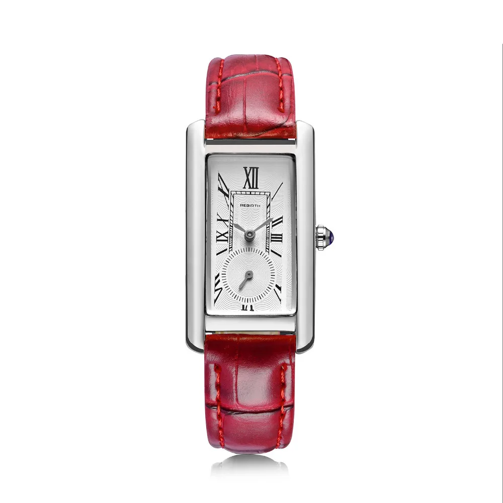 Модные брендовые кварцевые женские часы REBIRTH, прямоугольные аналоговые кожаные часы, дамские повседневные Подарочные наручные часы для девушек, Montre Femme Relogio