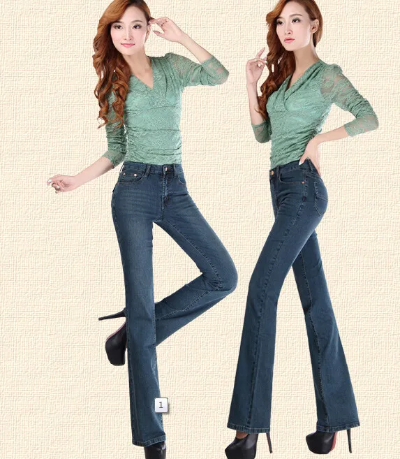 Женские джинсы, модные женские расклешенные джинсы, женские эластичные хлопковые джинсовые брюки