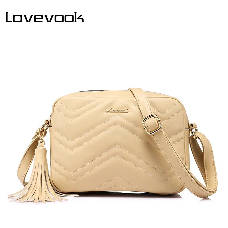 LOVEVOOK shoulder messenger bags for women crossbody bag PU female small handbag and purse with tassel fashion zippers designer