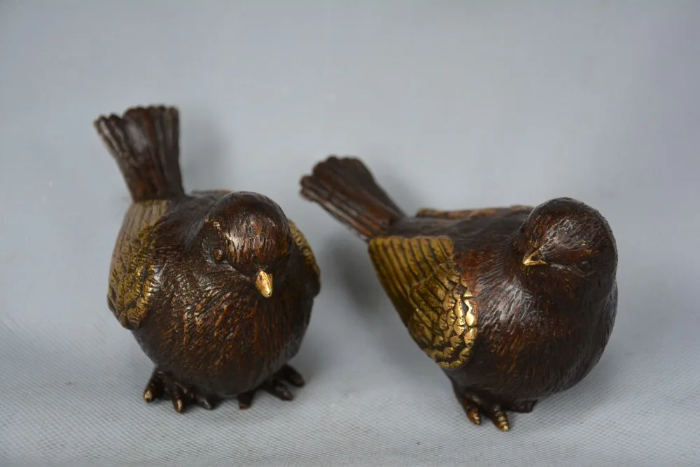 

Rare old Tibet brass gilt bird ,A pair,Free shipping