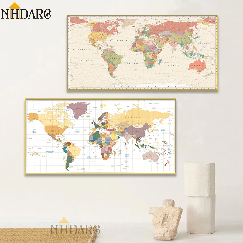 Vintage World Map Modern Home Decor Posters And Prints Canvas Painting Art Wall Pictures for Living Room Nordic Decoration