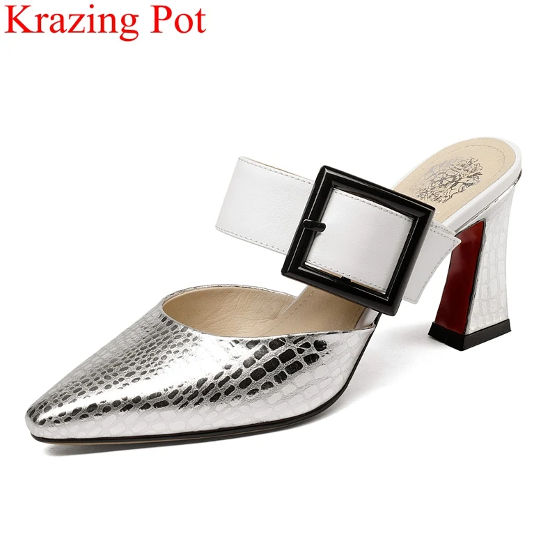 comprar 2018 nova estrela de couro fivela de vaca mulheres estilo estranho sandálias temporada sapatos slingback saltos altos elegantes sapatos de fivela L71
