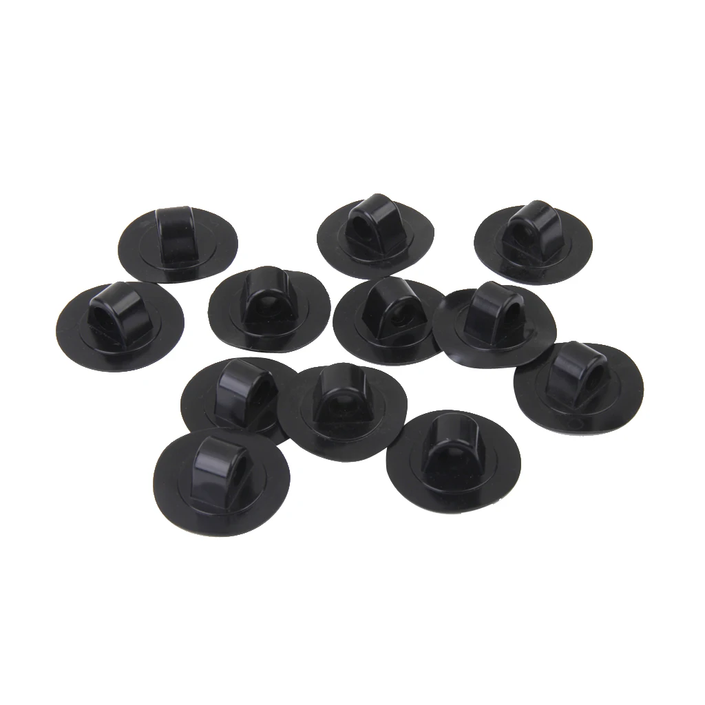 NEW Arrival 12Pcs Black Small PVC Rope Cord Mount Clip Hook Buckle for Kayak Canoe Dinghy Safety Rope Clip
