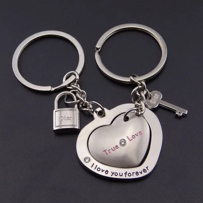 

2019 New Novelty Couple Keychain Trinket Lovers Heart Key Chains Rings Wedding Jewelry Llaveros Chaveiro Valentine's Day Gift