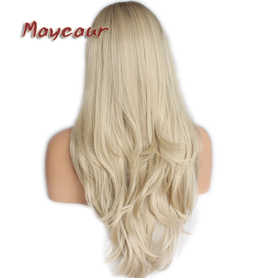4 блонд Омбре цвет длинный прямой парик с естественными волосами Синтетические парики на кружеве для женщин бесклеевой прямой парик на шнурке