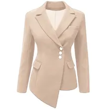 Dissymmetry OL Solid Oblique Breasted Tunic Women Suits Blazer feminino jacket Ladies Notched Collar Flap Pocket Business Blaser Dissymmetry OL Solid Oblique Breasted Tunic Women Suits Blazer feminino jacket Ladies Notched Collar Flap Pocket Business Blaser