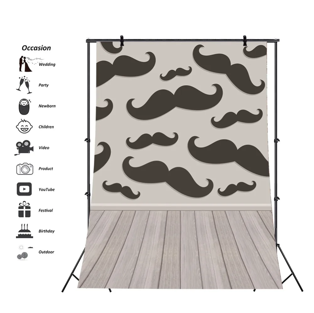 Laeacco Wood Backgrounds For Photography Baby Beard Planks Birthday Party Pattern Portrait Photography Backdrops Photo Studio