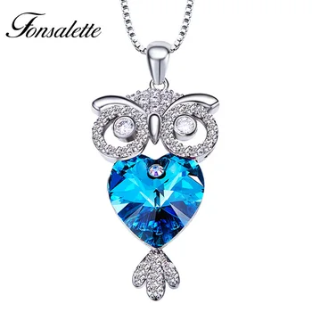 

High Quality Lovely Owl Pendant Necklaces Cubic Zirconia Austria Crystal Trendy Jewelry Animal Necklace For Women Gift zk40