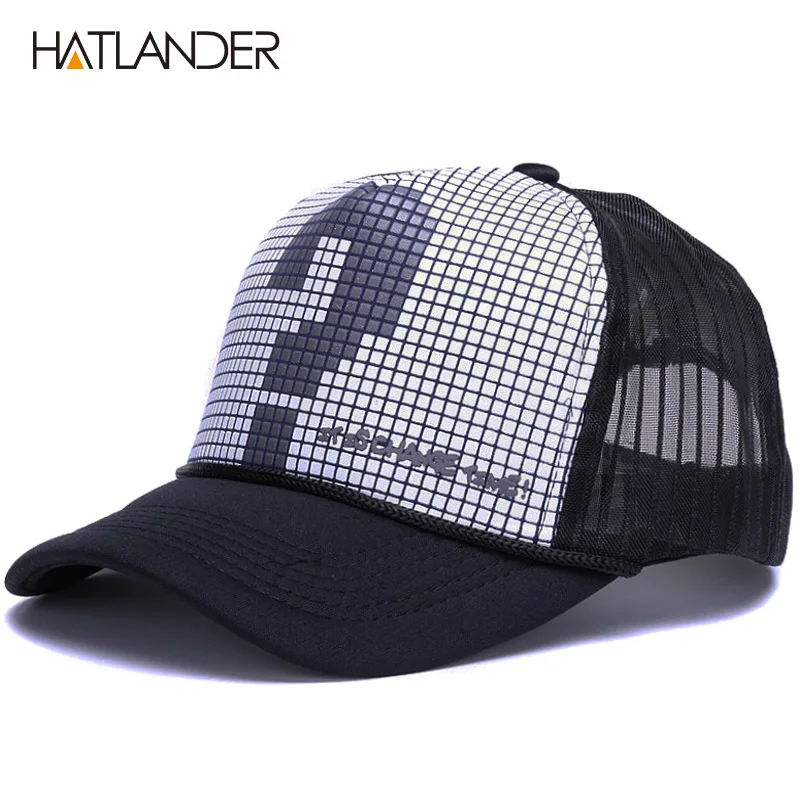 HATLANDER, повседневная черная сетчатая бейсболка, Мужская кепка для грузовика, женская летняя солнцезащитная Кепка, губчатая Спортивная Кепка, регулируемый бейсболка кепка - Цвет: same as picture