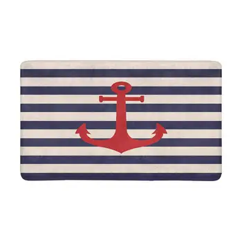 

Navy Blue Striped Marine Background with Nautical Indoor Entrance Doormat Non Slip Door Mat Entrance Rugs Home Decor