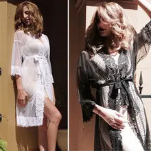 HIRIGIN абсолютно сексуальный кружевной халат Женское атласное белье Babydoll Пляжная накидка Нижнее белье Ночное белье сексуальная женская одежда