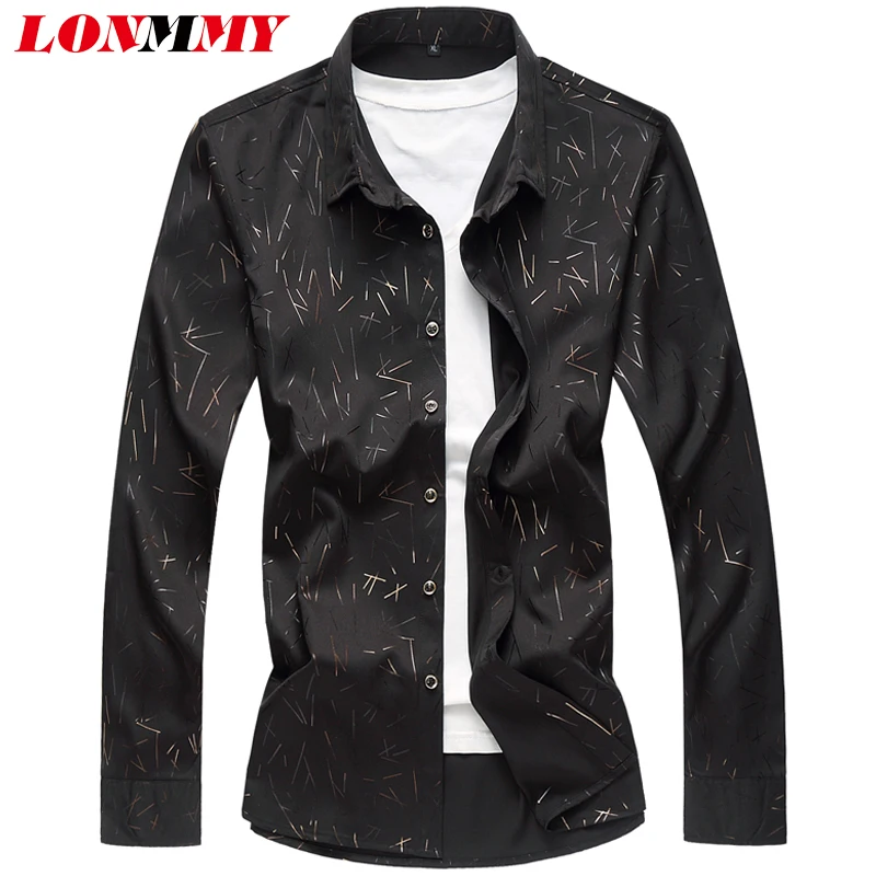 LONMMY 7XL мужская классическая рубашка для мужчин S костюмы Camisa социальной повседневное slim fit рубашка с длинным рукавом blusas masculina черный, белый