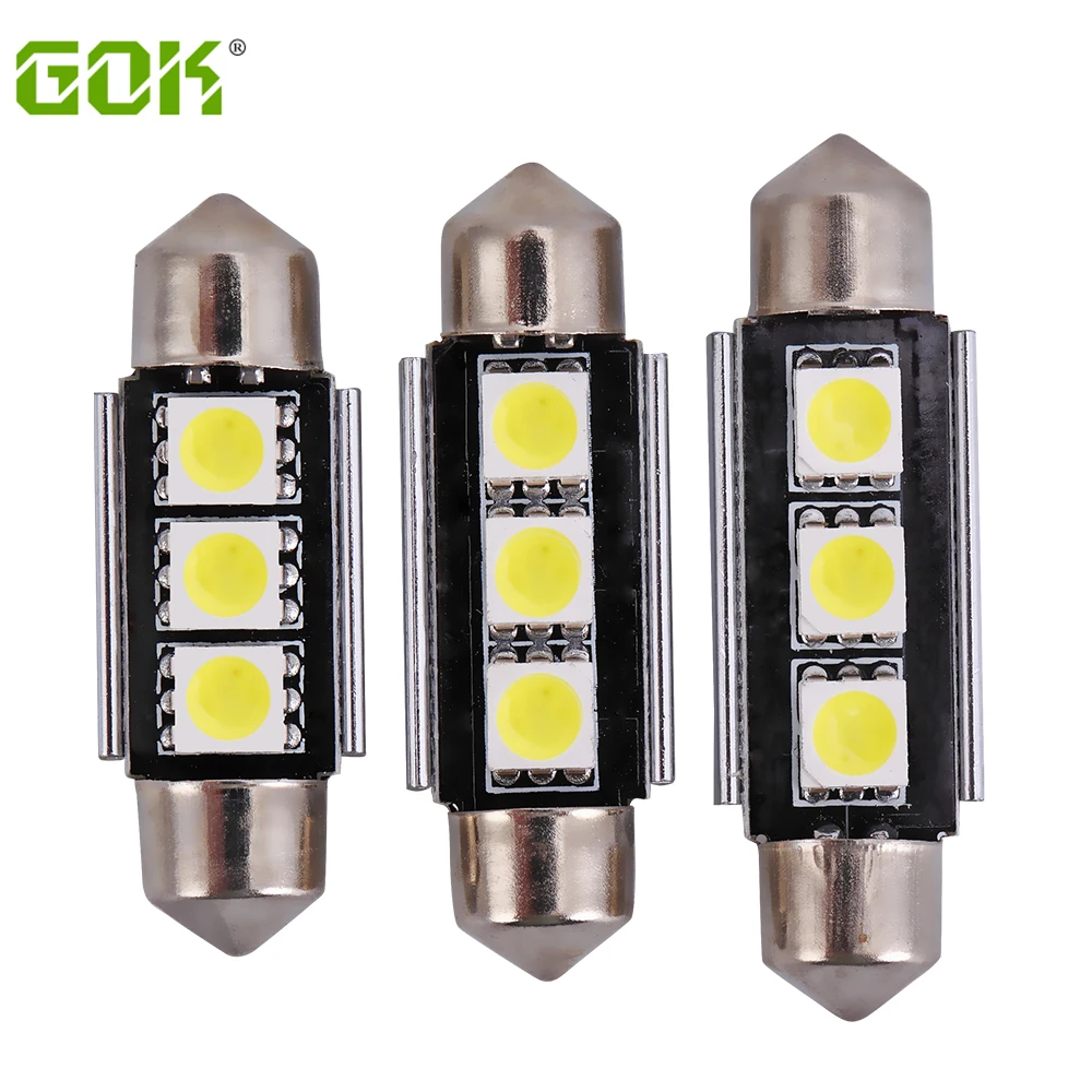 Суперъяркая гирлянда 100 шт./лот 36 мм 39 41 Canbus 5050SMD c5w 3 светодиода Автомобильная