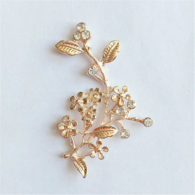

SEA MEW 10 PCS 28*48mm Fashion Metal Alloy KC Gold Color Crystal Rhinestone Branch Connectors Charm For Jewelry Making