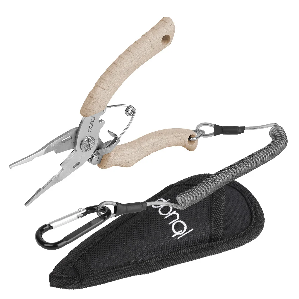 DONQL Multifunctional Fishing Pliers Line Cutter Hook Remover Stainless Steel Scissors Fishing Clamp Accessories Spring Rope     (10)
