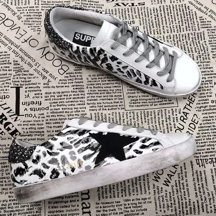Léopard 45 Vieux En 34 Femmes Faire Multi Chaussures Newarrival Star Noir Blanc Sneaker Vache Véritable Sale Imprimé Cuir Automne Hiver Casual Ww7gY4qH
