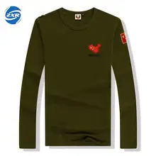 Zuoxiangru Осень мужской Специальный солдат с длинными рукавами футболка китайские веера хлопок нижняя рубашка o-образным вырезом Пешие прогулки футболка