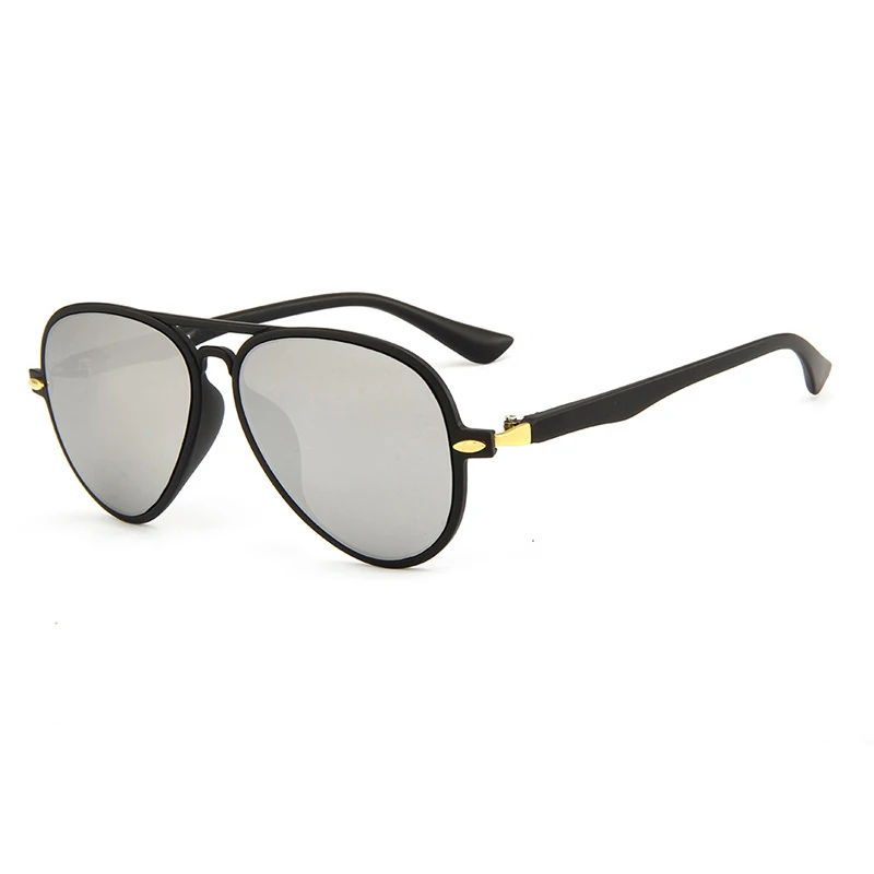 XIWANG солнцезащитные очки для подростков для мальчиков и девочек оправа Пилот солнцезащитные очки модные ультра легкие металлические солнцезащитные очки крутые детские очки UV400 - Цвет линз: Black Silver